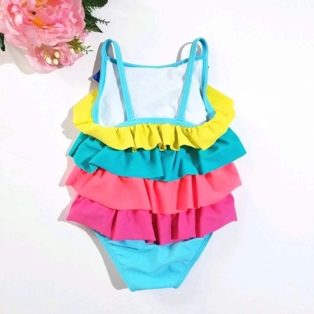 Baby Boden Multicolor Ruffle Swimsuit 6-12m